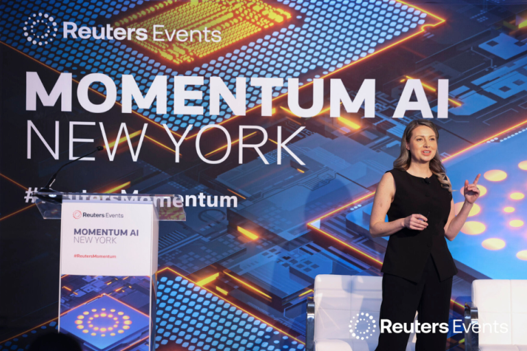 Meaghan on stage at momentum AI New York